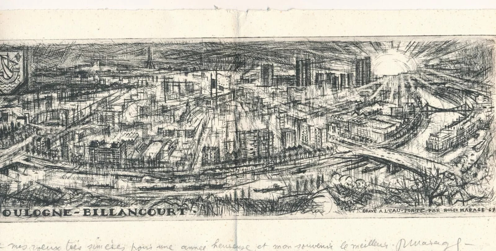 gravure graveur Boulogne-Billancourt signée datée dans la planche