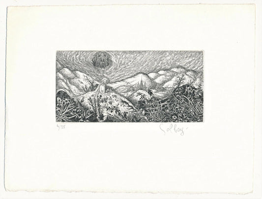 femme graveur estampe, eau-forte signée numérotée paysage