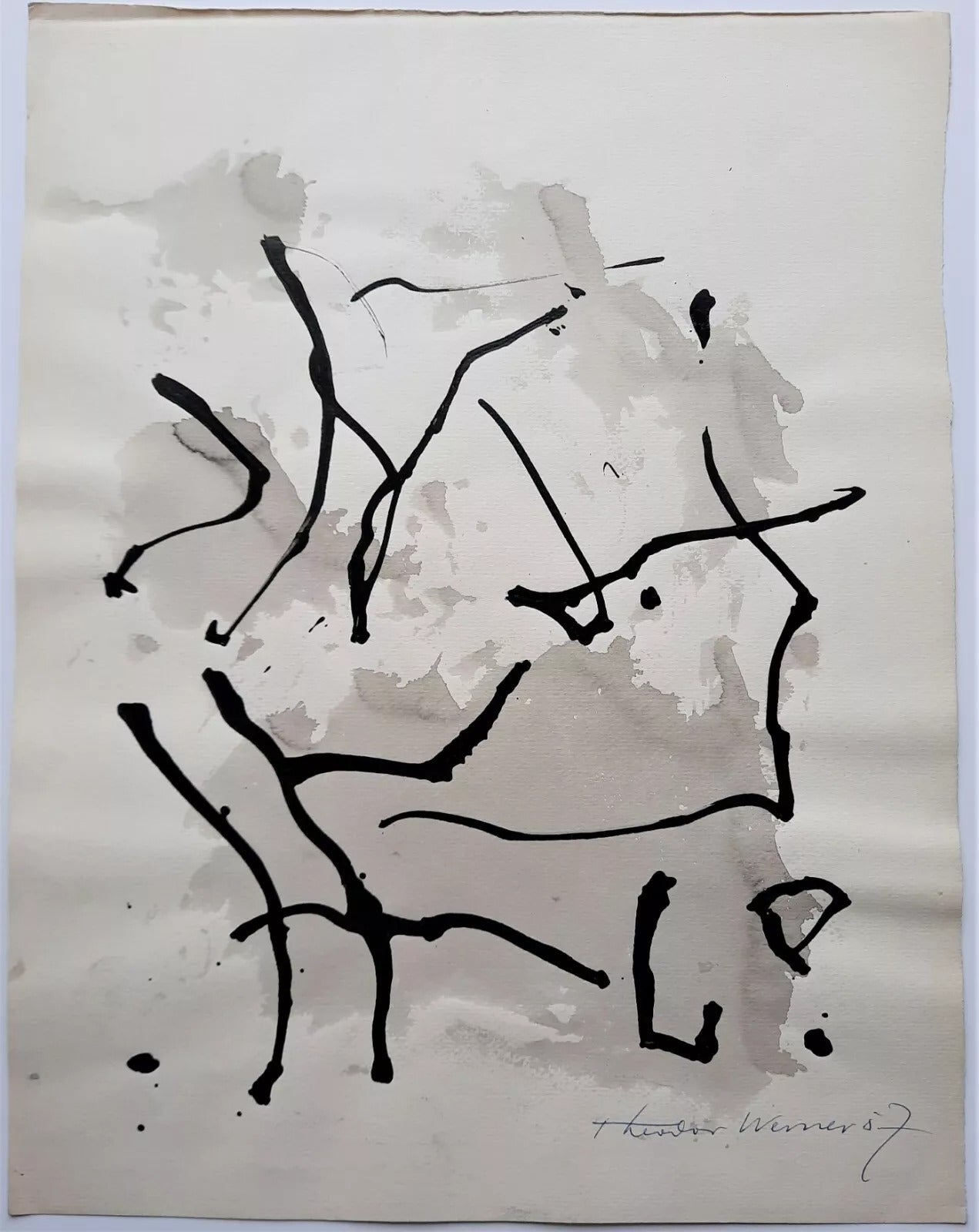 Theodor Werner Aquarelle et acrylique sur papier signée