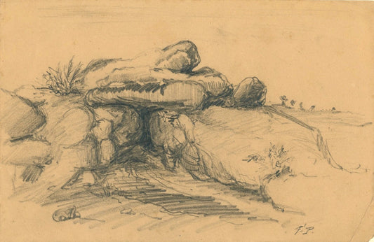 Rochers dessin signé F. P.