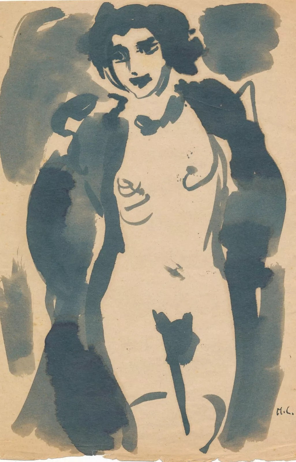 Études de femme 4 dessins à l'encre vers 1940-1950 signés M C MacCharthy