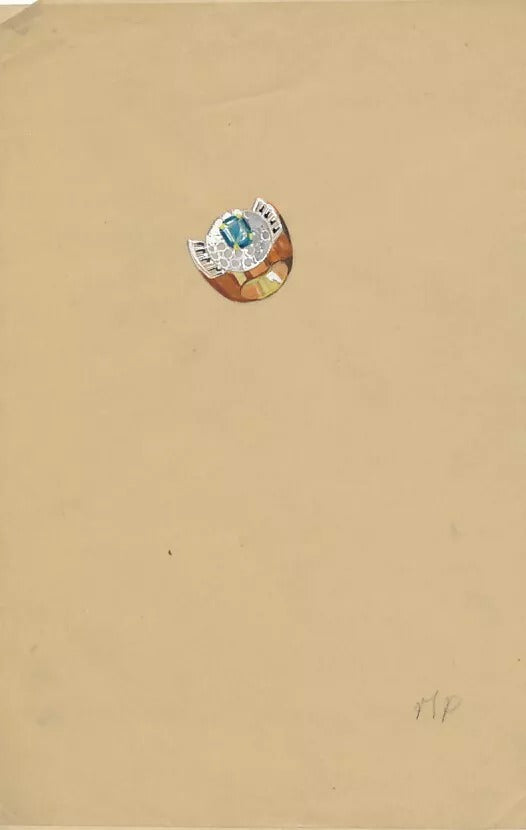 6 gouachés dessins de bijoux vers 1940