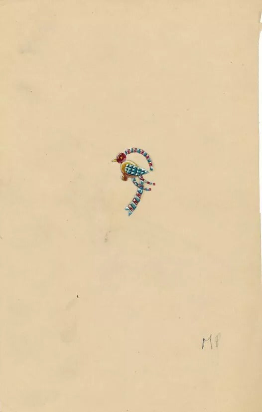 6 gouachés dessins de bijoux vers 1940