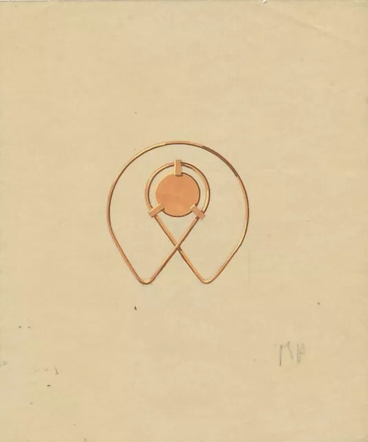 Dessins de gouaches de bijoux : bagues, broche, colliers, années 1940 6 dessins