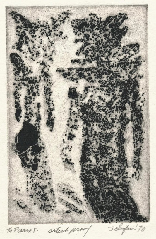 Gravure signature non déchiffrée signée eau-forte