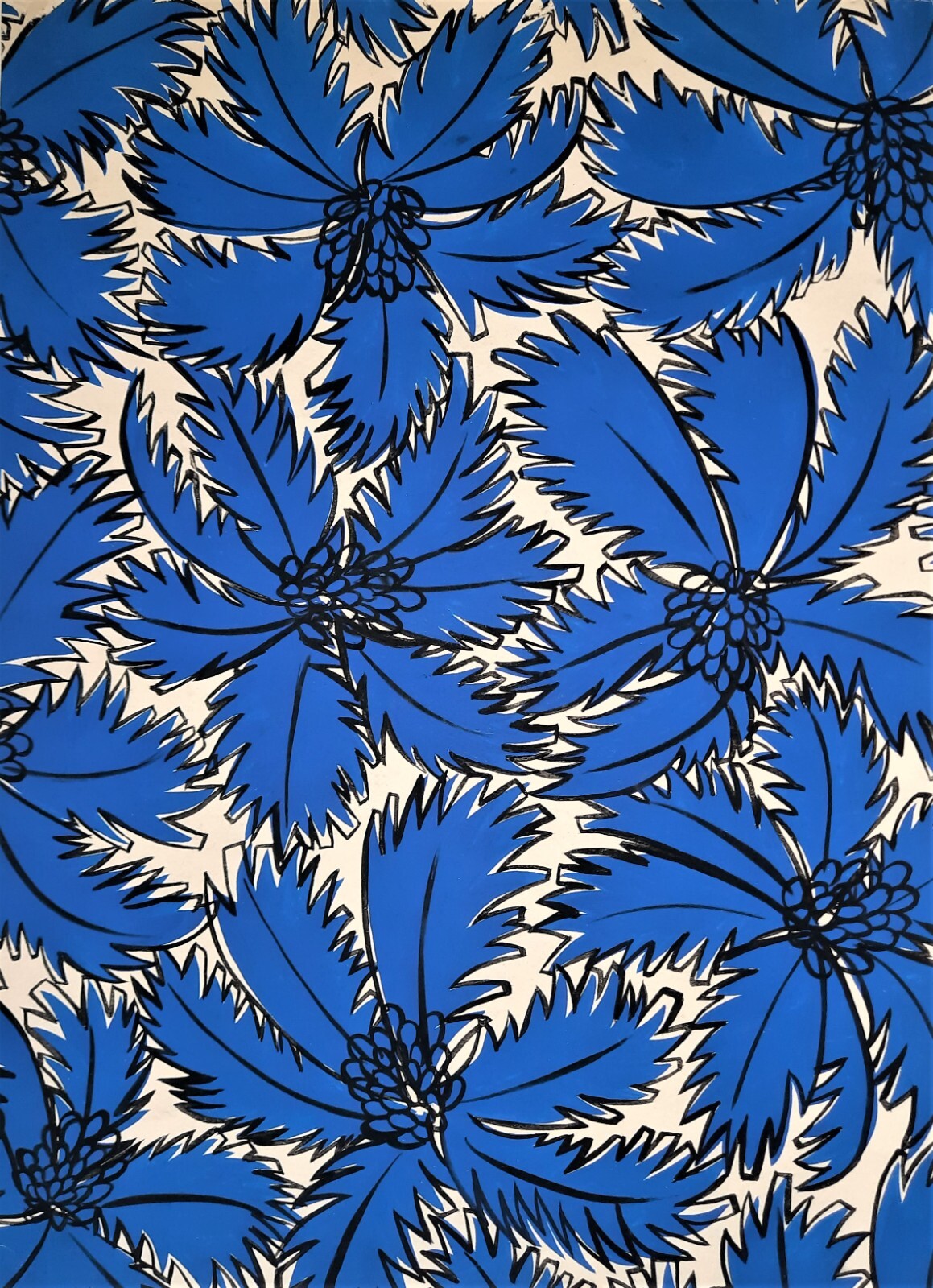 6 motifs décoratifs tissu art appliqué art déco tissus gouache v. 1940