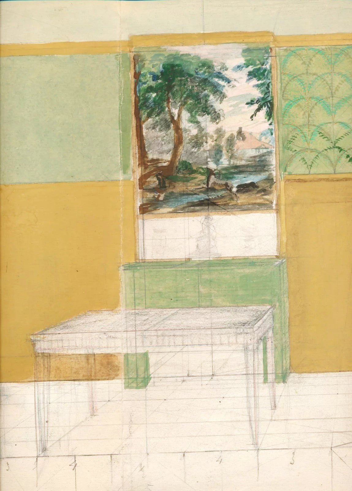 architecture mobilier décoration aquarelle tableaux plan